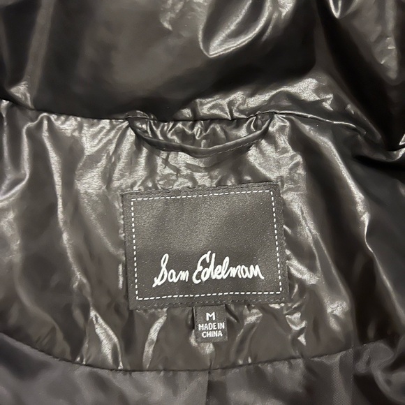 Sam Edelman Women's Black Hooded Puffer Jacket Size M Winter Casual - Picture 3 of 3